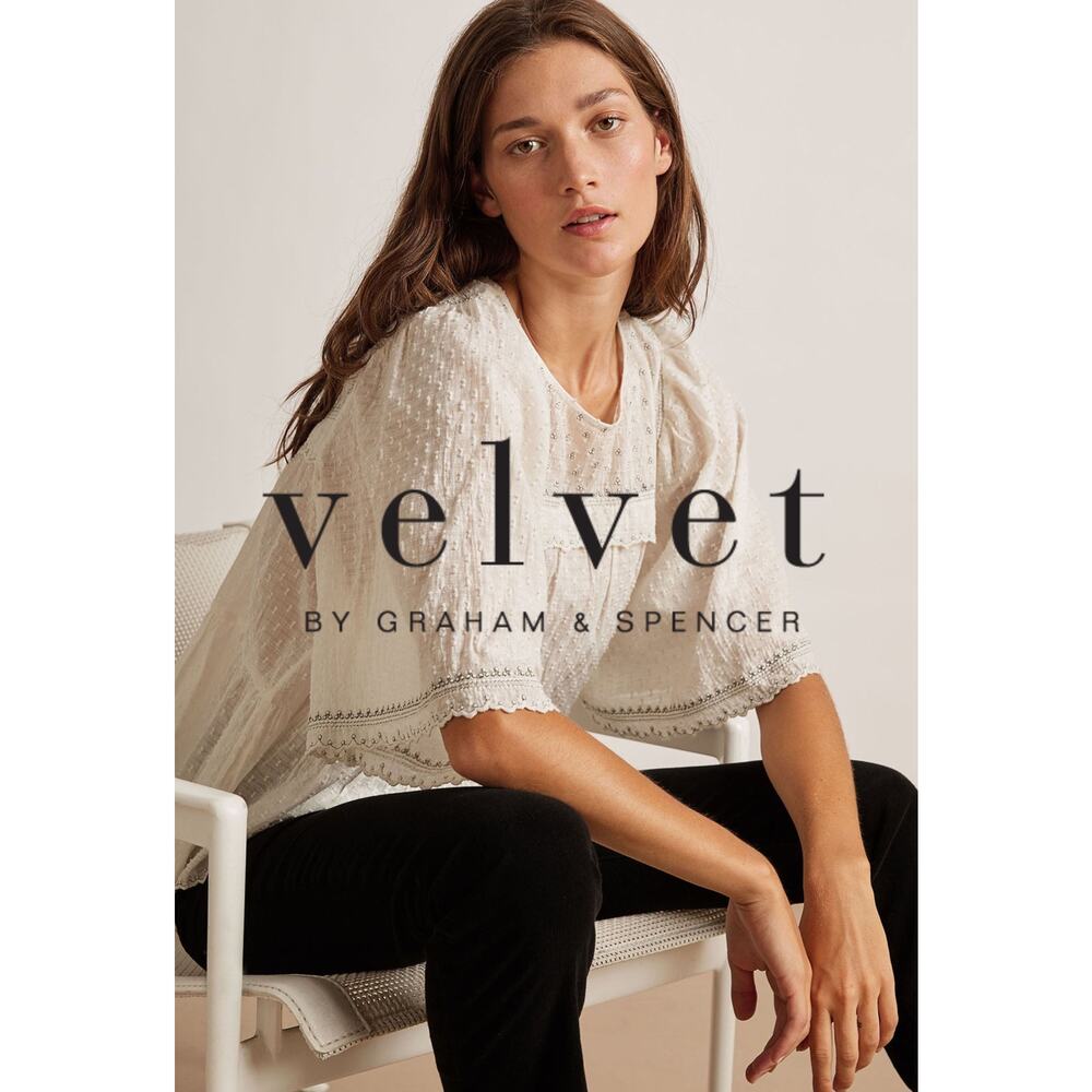 Velvet by Graham & Spencer Off-White Peasant Top Size Small